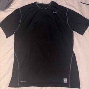 Nike Pro Combat Black Top with Gray Stitching